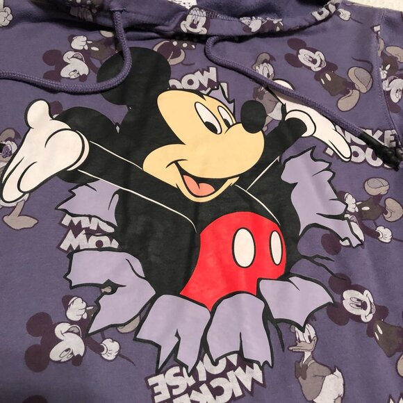 PURPLE DISNEY MICKEY MOUSE HOODIE SIZE S MICKEY BUSTING OUT ALL OVER PRINT YOUTH - Picture 2 of 4